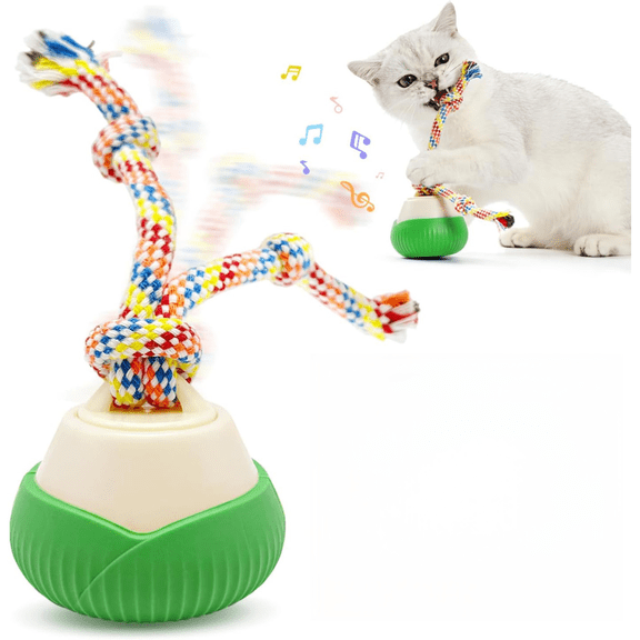 Novura Interactive Cat Toy for Indoor Cats, 360° Electric Rotating with Voice Recordable LED Sound, 3 Modes Auto Play