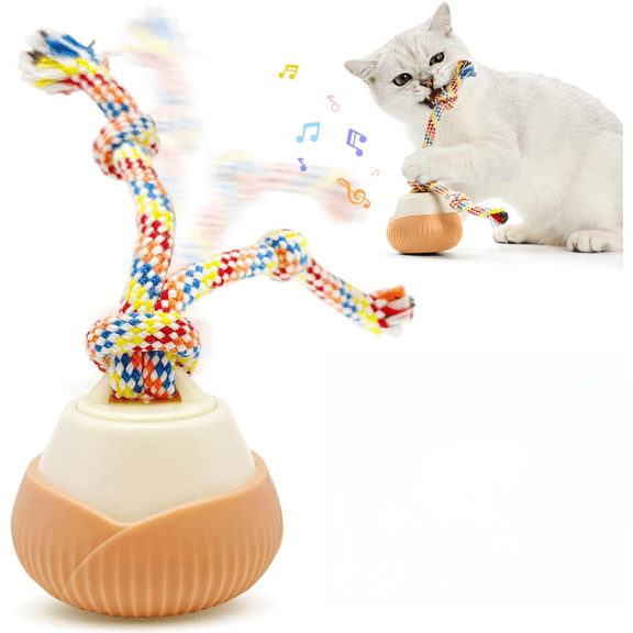 Novura Interactive Cat Toy for Indoor Cats, 360° Electric Rotating with Voice Recordable LED Sound, 3 Modes Auto Play