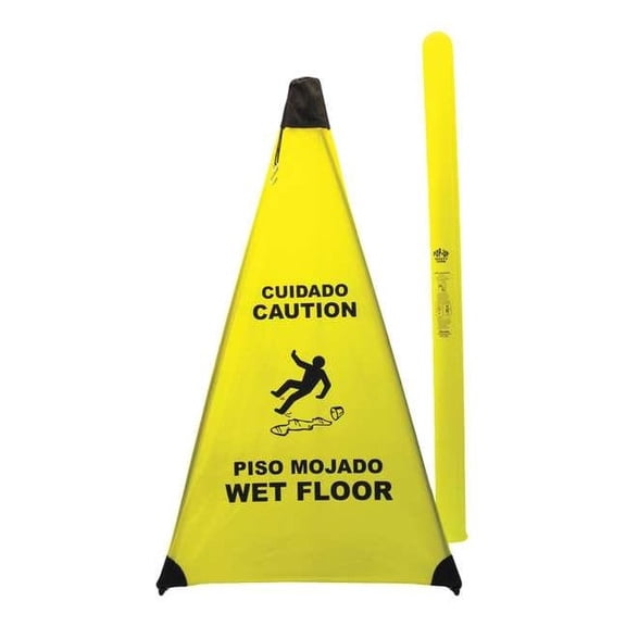 Soft Safety Sign, 31 in Height, 18 in Width, Nylon, Triangle, English, Spanish PC131