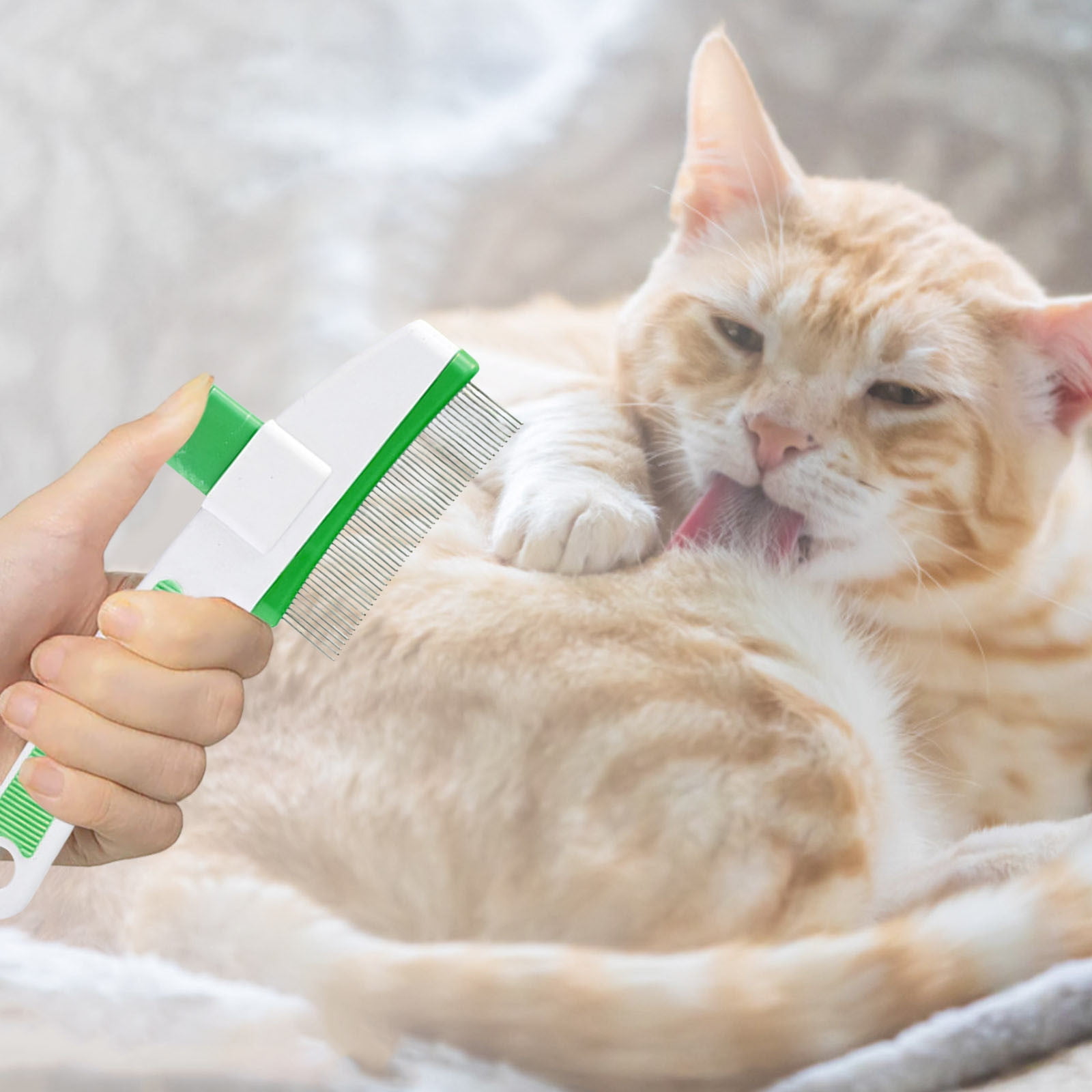 Picture of Novvia Pet Hair Removal Comb Flea Comb Cat Brush With Release Button ...