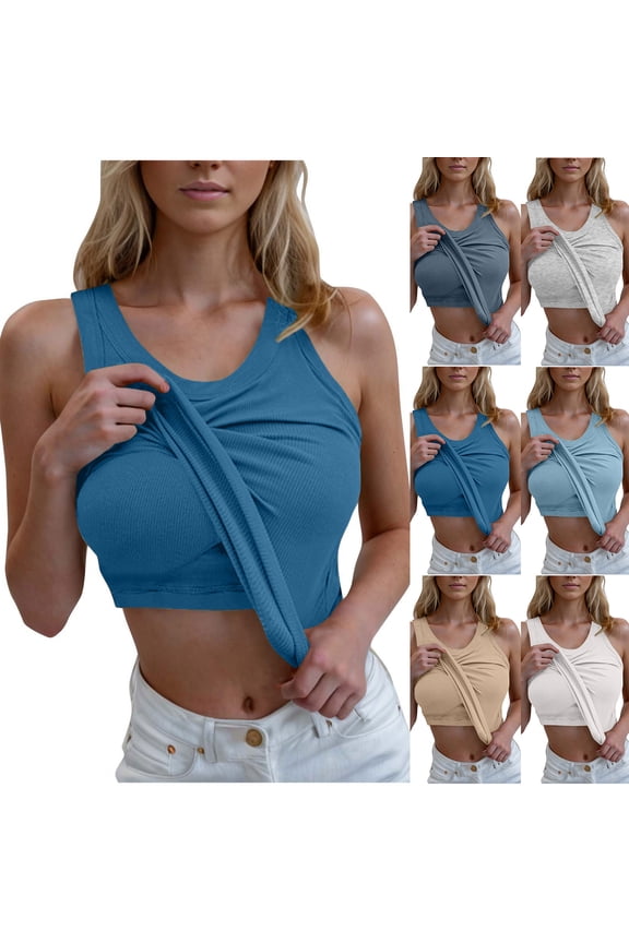 Now Available! Kilaqueen Womens Ribbed Camisole Tops Athletic Scoop Neck Built-in Bra Undershirt Lightweight Bodybuilding Quick Dry Running Tops