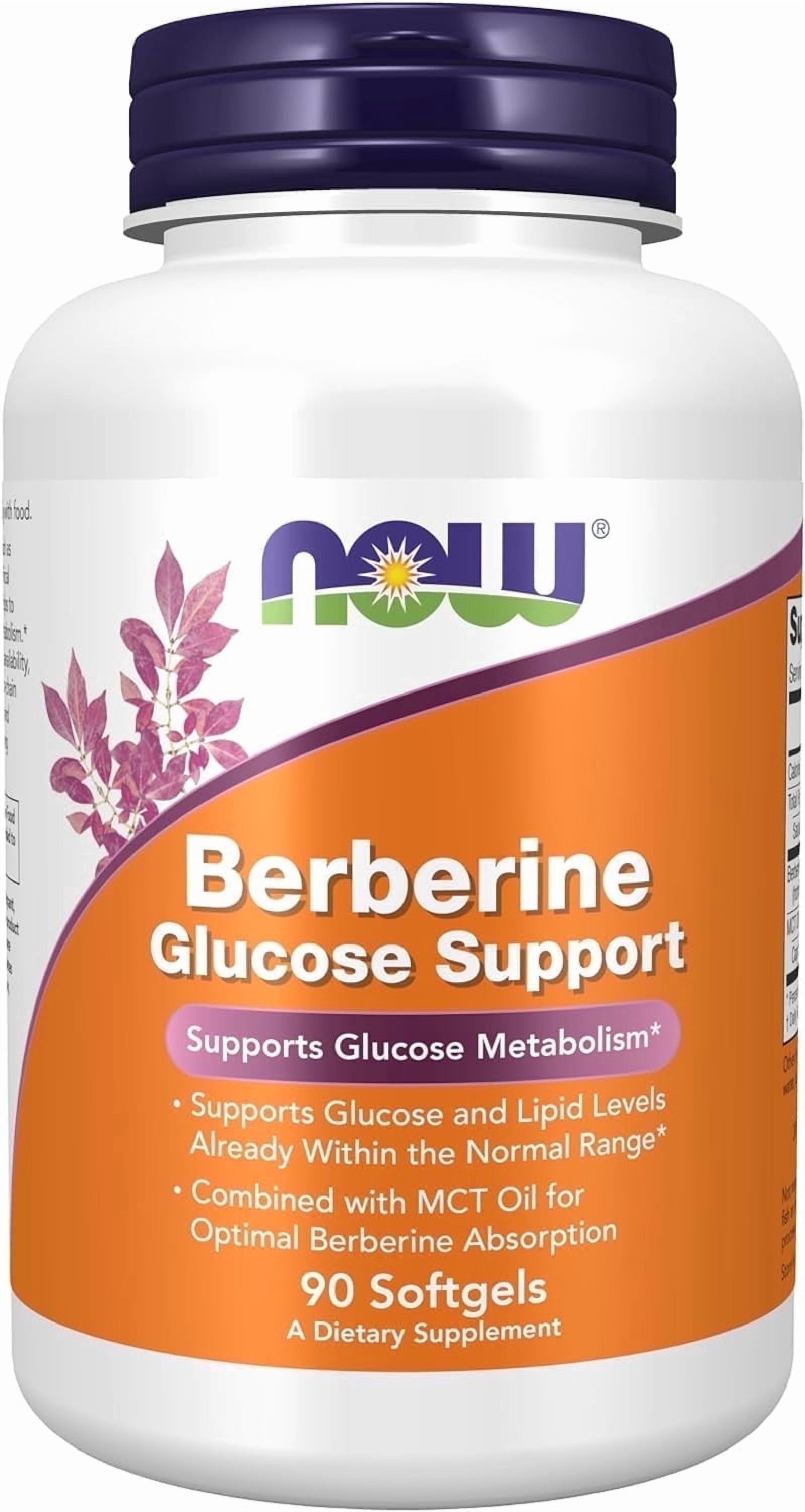 NOW Berberine Glucose Support, Combined with MCT Oil for Optimal Berberine Absorption, 90 Softgels