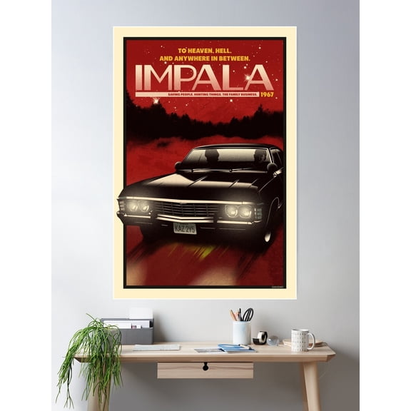 Now Boarding: Impala Poster Wall Art, Modern Wall Decor For Living Room Bedroom, 8x12 UNFRAMED