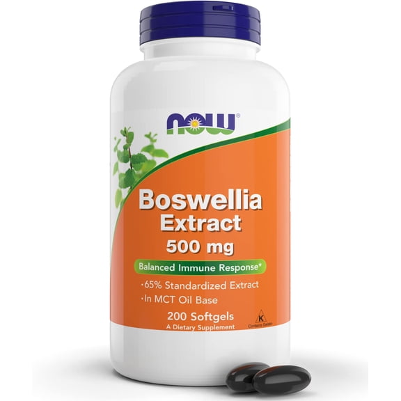 Now Boswellia Serrata Extract 500 mg, 200 Softgels - Gum Resin in MCT Oil Base - Herbal Supplement