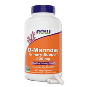 Now D-Mannose 500 mg, 300 Capsules - Vegan, Non GMO Supplement for Women and Men - Supports Healthy Urinary Tract, Cleanses the Bladder