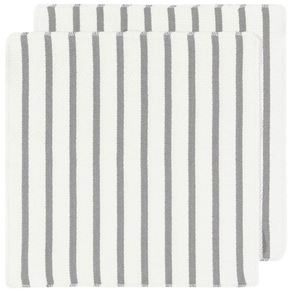 Now Designs Basketweave Dish Cloths - London Gray Stripe (Set of 2)