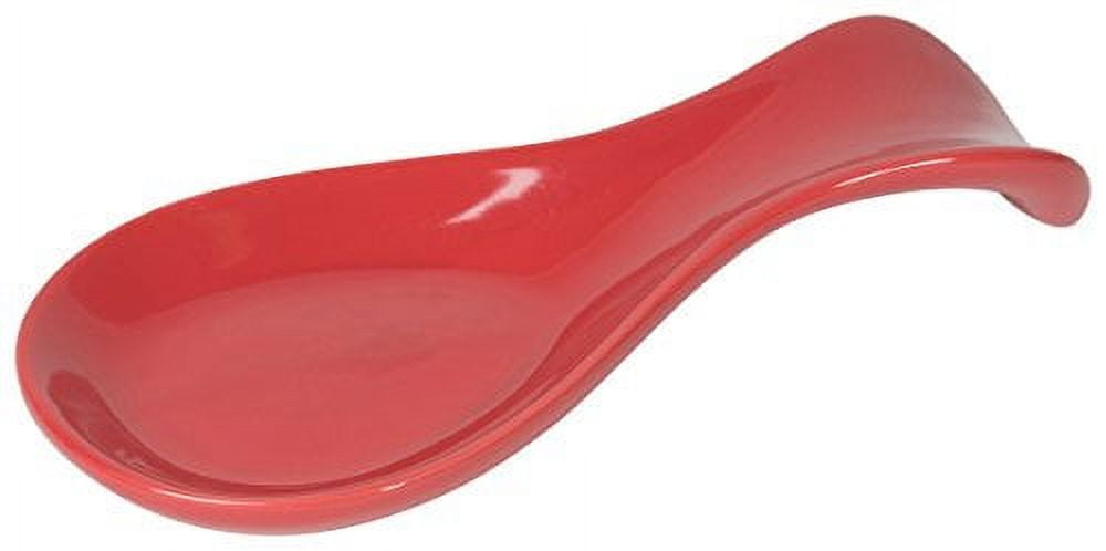 Red Curved Ceramic Spoon Rest, 10.5 inches