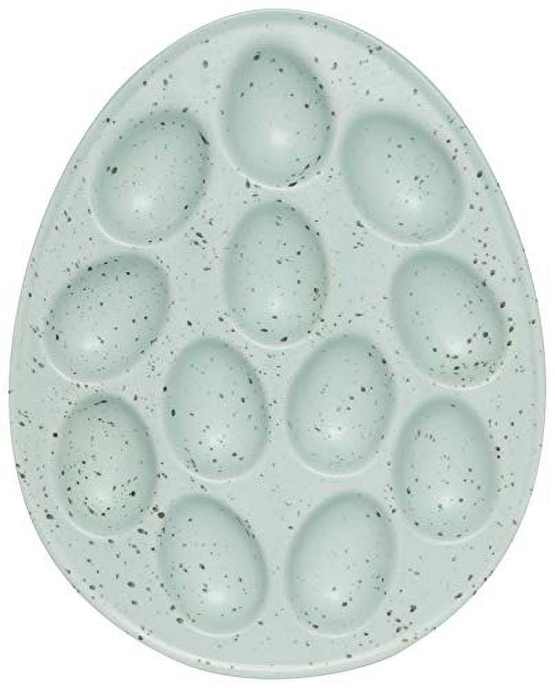 Now Designs Deviled Egg Tray, Robin Blue Holds Dozen Eggs Stoneware