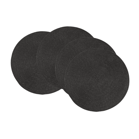 Now Designs Disko Round Placemats, Black, Set of 4