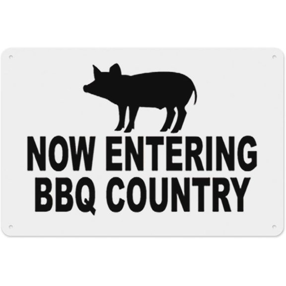 Now Entering BBQ Country Sign 8"x12" - Aluminum Tin Warning for Home Outdoor Garden, Durable Humor Decor for Patio