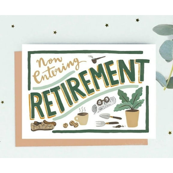 Now Entering Retirement Card – Fun and Whimsical Design – Blank Inside, Envelope Included – Perfect Retirement Gift for Coworkers, Friends, or Family