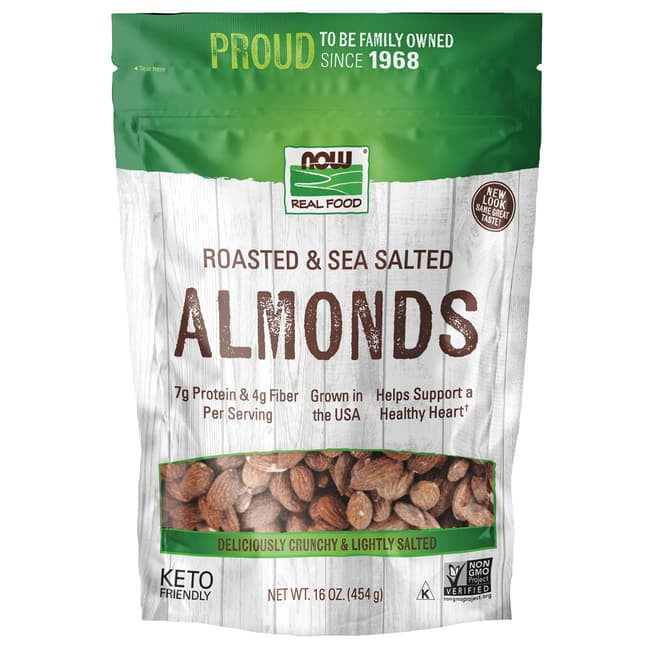NOW Foods Roasted & Sea Salted Almonds 16 oz Pkg