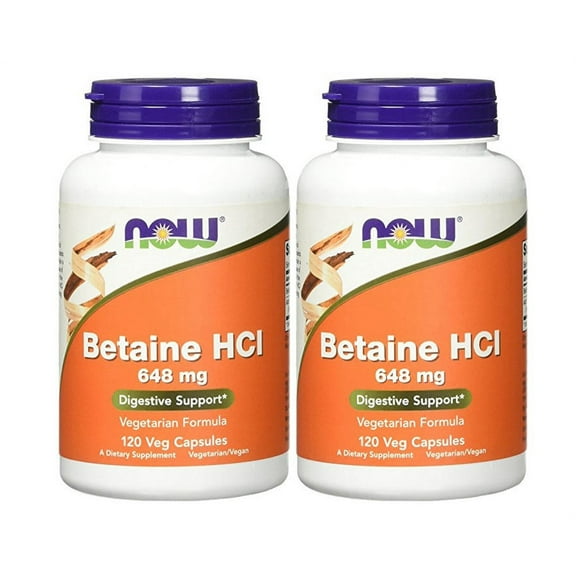 Now Foods - Betaine HCl 648 mg 120 Capsules (Pack of 2)