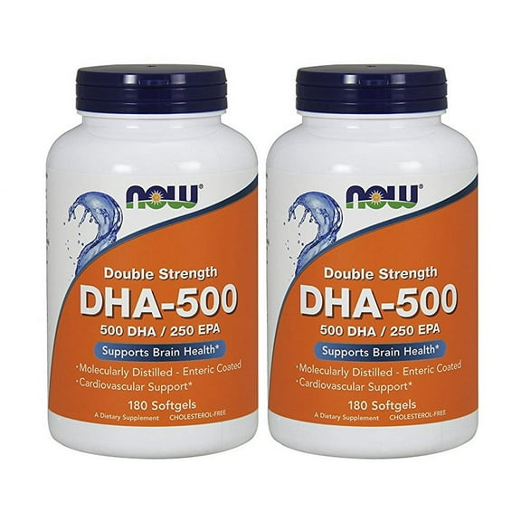 Now Foods - DHA 500 (500 DHA / 250 EPA) 180 Softgels (Pack of 2)