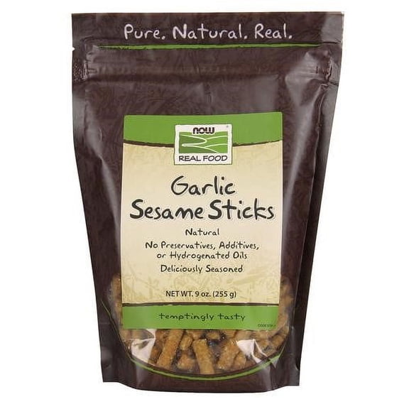 NOW Foods Garlic Sesame Sticks, 9 oz Bag