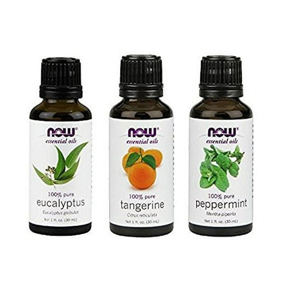 Now Foods Mental Focus Pack - Eucalyptus, Peppermint, & Tangerine Oil 1OZ Each