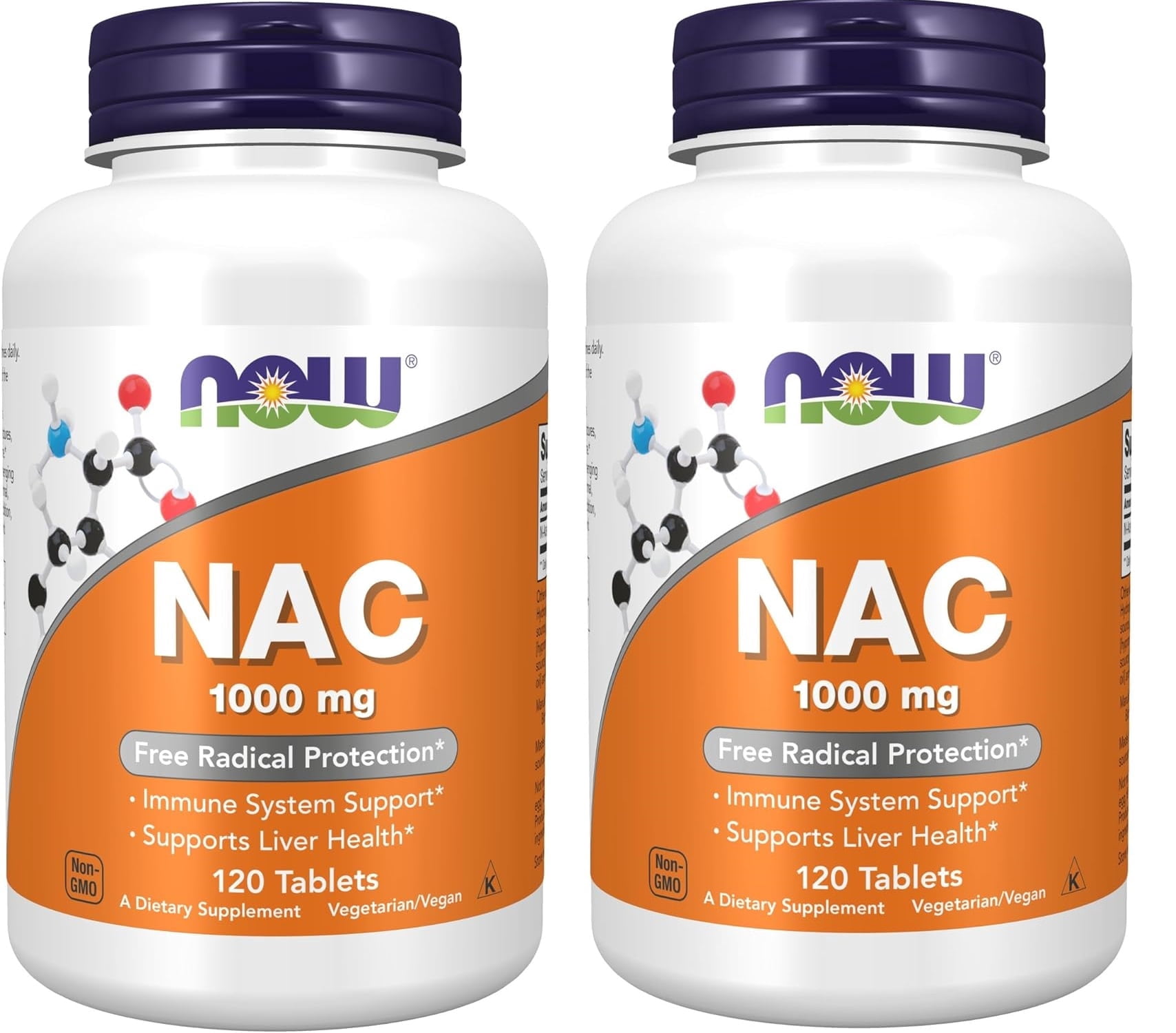 Now Foods Nac (N-Acetyl-Cysteine) 1,000 mg 120 Tab 2 Bottles