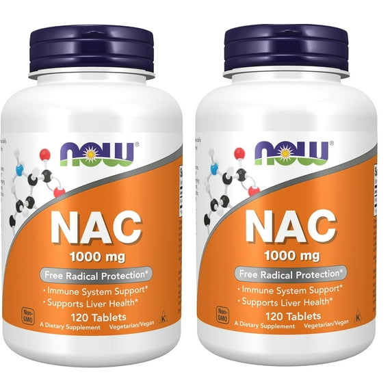 Now Foods Nac (N-Acetyl-Cysteine) 1,000 mg 120 Tab 2 Bottles