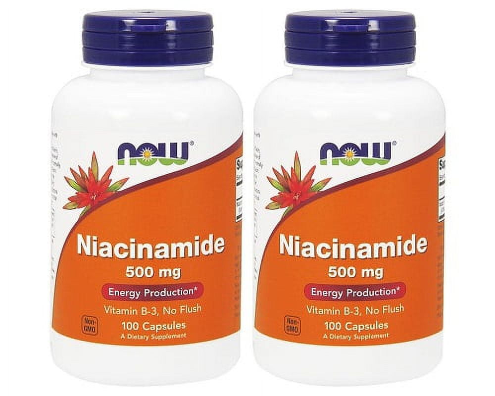 Now Foods Niacinamide (Vitamin B3) 500 mg 100 Capsules (Pack of 2