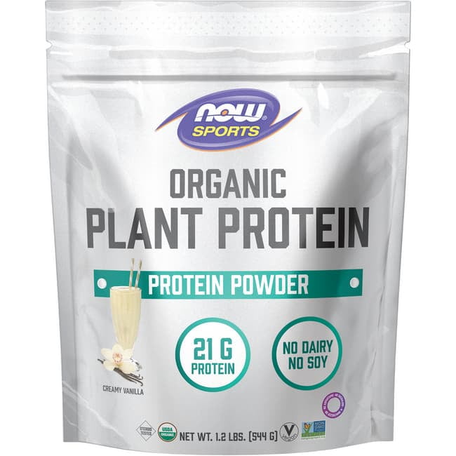 NOW Foods Organic Plant Protein Powder - Creamy Vanilla 1.2 lbs Pwdr