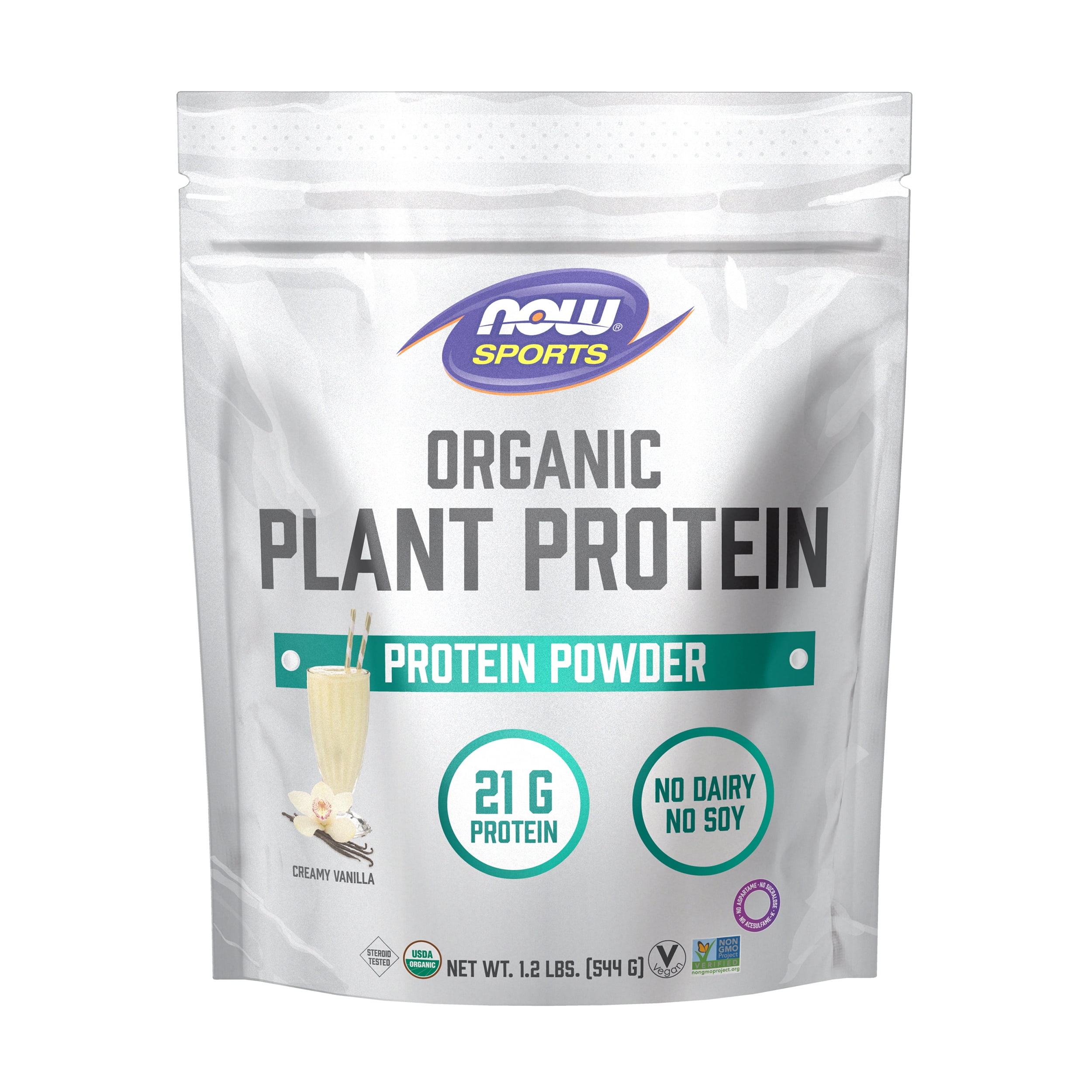 NOW Sports Organic Plant Protein Creamy Vanilla Protein Powder 1.2 lb