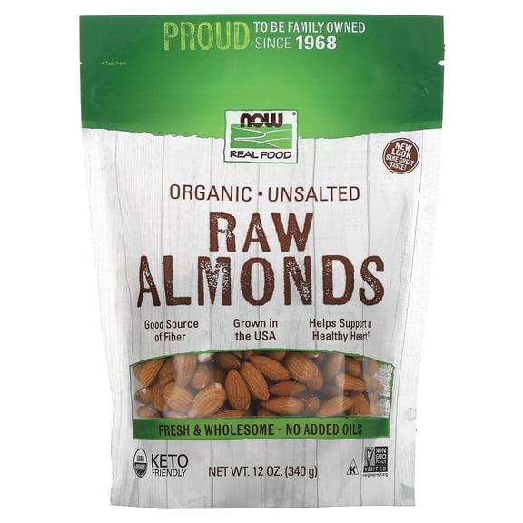 Now Foods Organic Raw Almonds 12 oz Seed