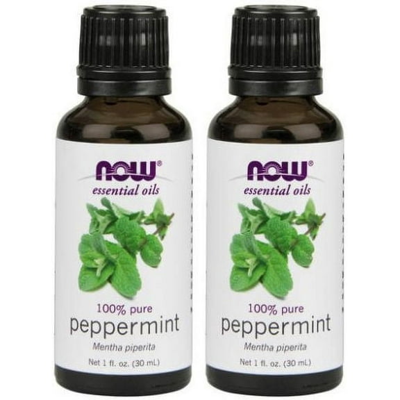 NOW Essential Oils, Peppermint Oil, Invigorating Aromatherapy Scent, Steam Distilled, 100% Pure, Vegan, Child Resistant Cap, 1-Ounce (2 pack)