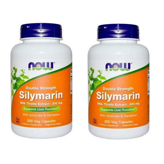 Now Foods - Silymarin, Milk Thistle Extract, 300 mg, Artichoke and Dandelion for Support 200 Veg Capsules, 2 Pack