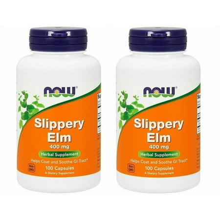 Now Foods - Slippery Elm, 400 mg, 100 Capsules - 2 Packs