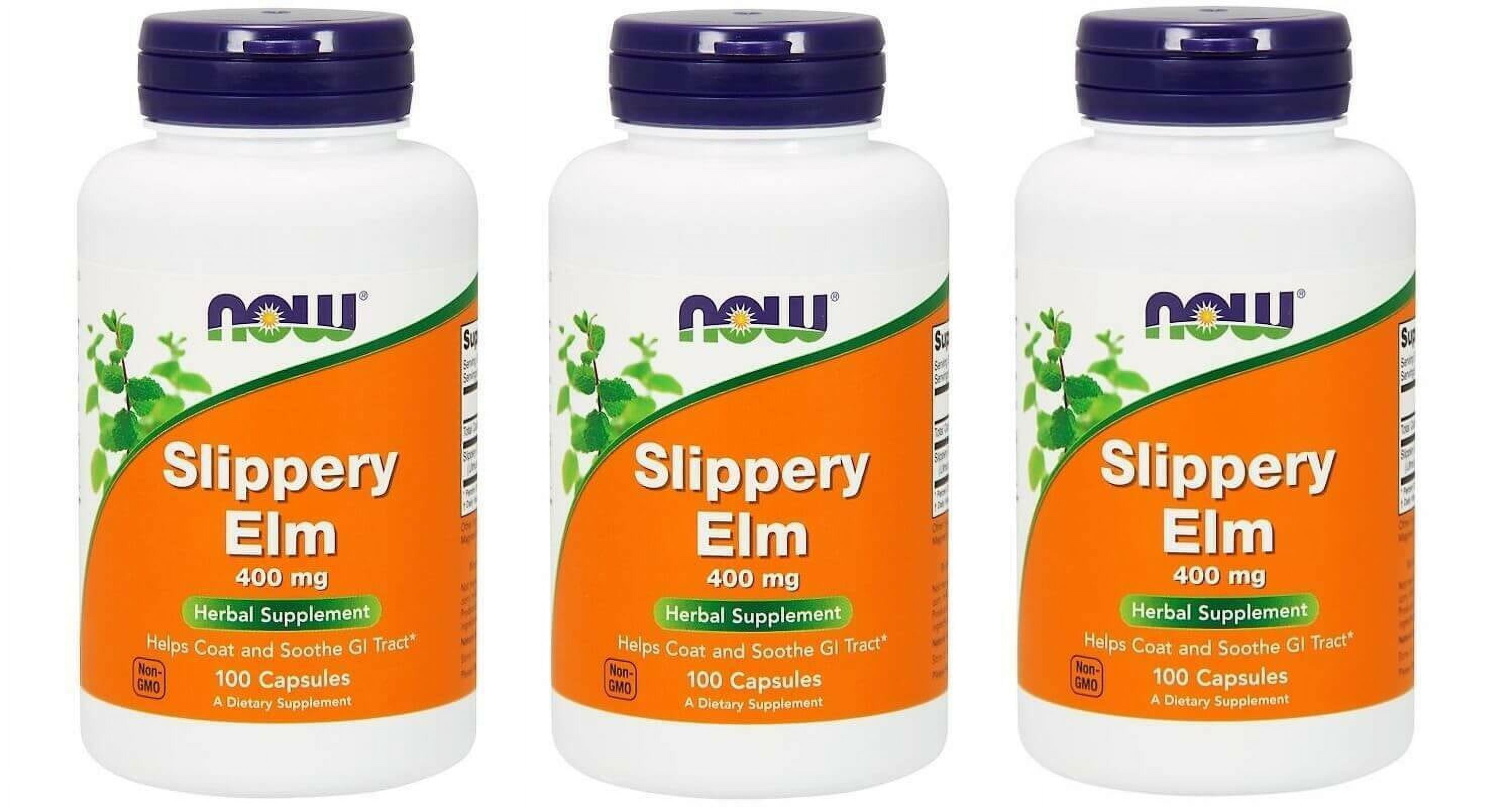 Now Foods - Slippery Elm, 400 mg, 100 Capsules - 3 Packs