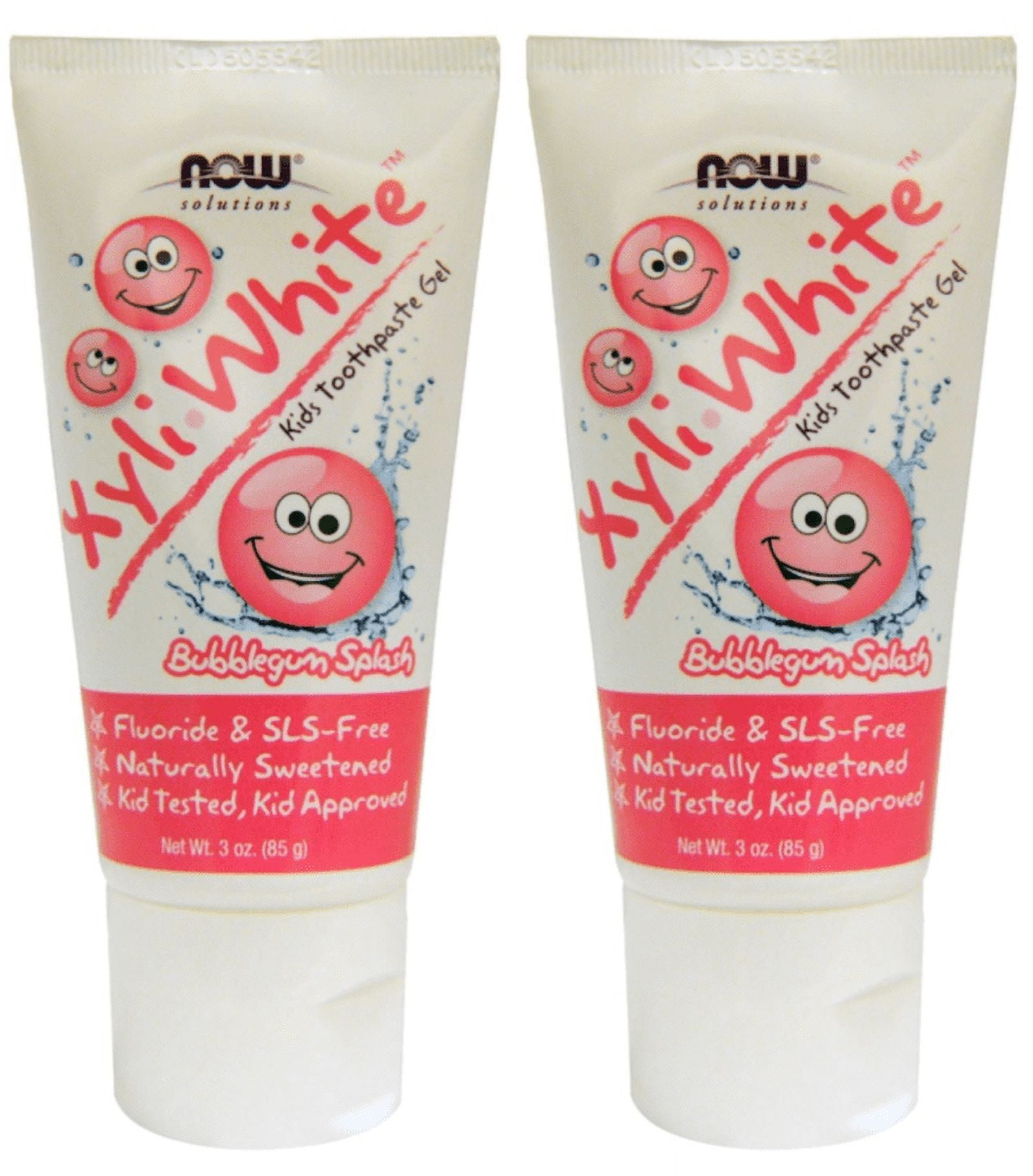 Now Foods, Solutions, XyliWhite, Kids Toothpaste Gel, Bubblegum Splash, 3 oz (85 g) - 2 Packs