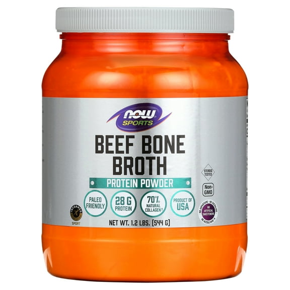 Now Foods, Sports, Beef Bone Broth, Protein Powder , 1.2 lbs (544 g)