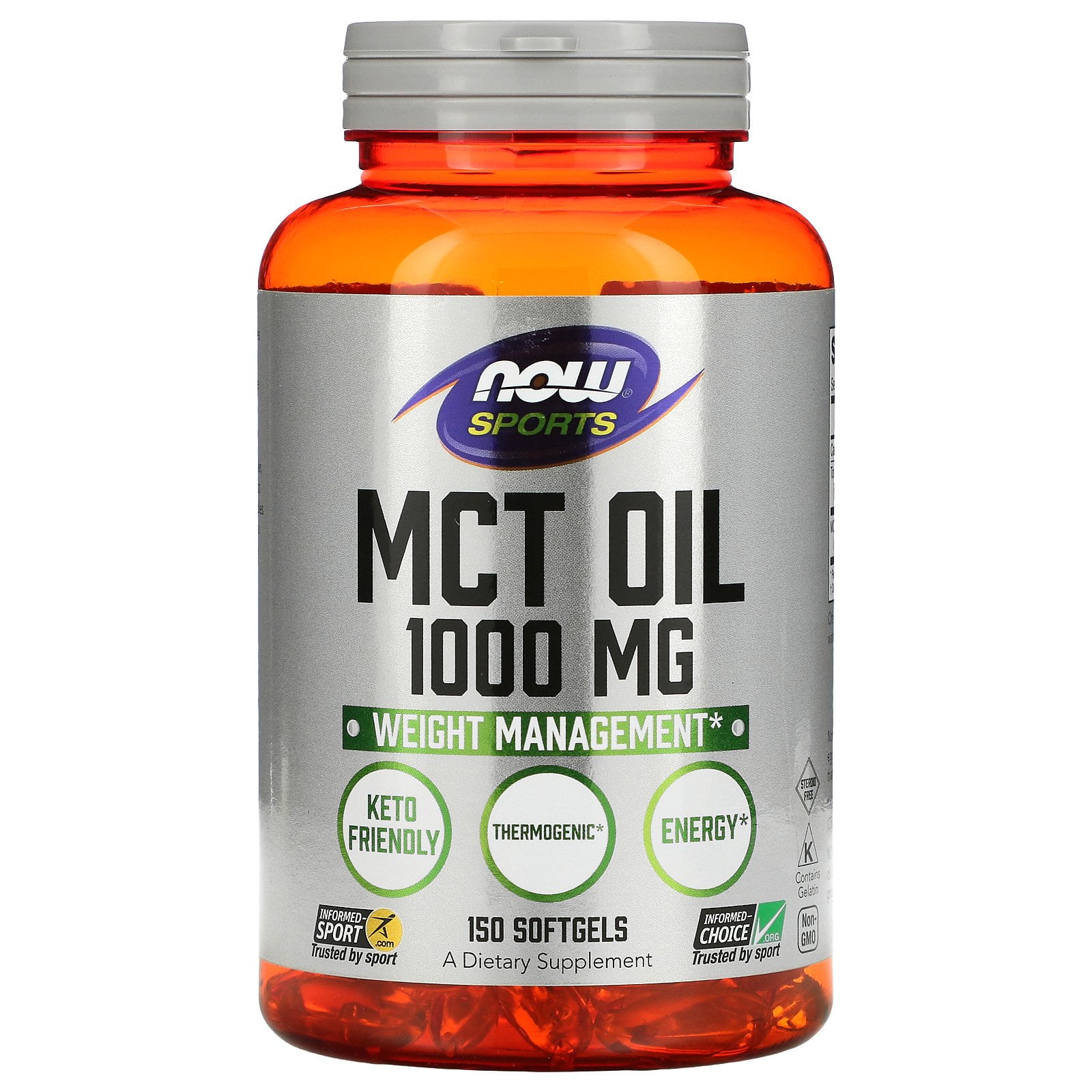 Now Foods Sports MCT Oil Weight Management, Dietary Supplements, 1000 mg, 150 Count
