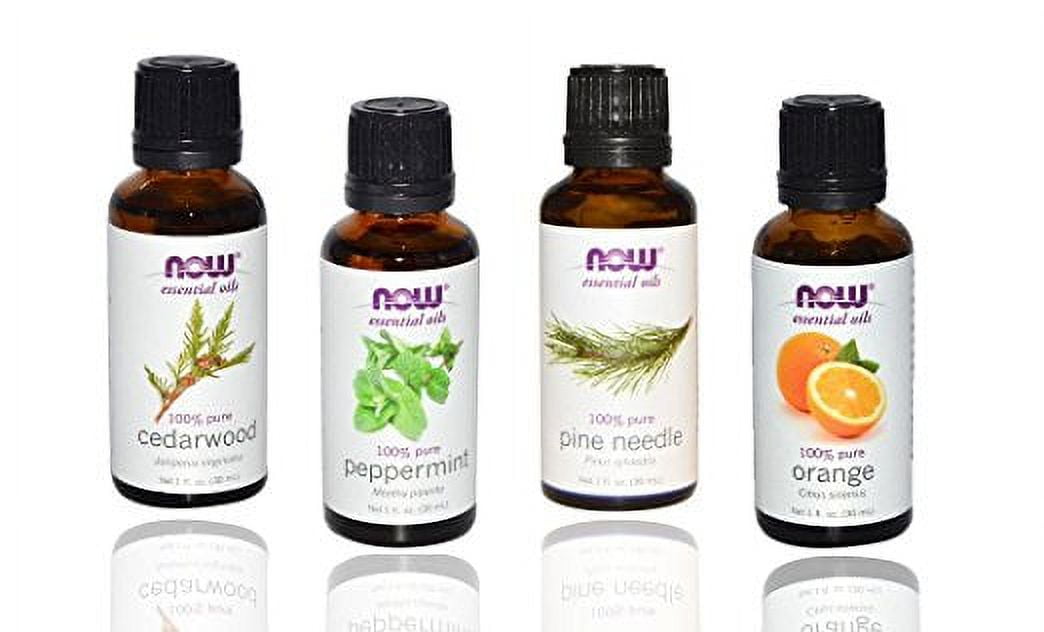 Now Foods Variety Pack,  Cedarwood, Orange, Peppermint, & Pine Oil 1OZ Each