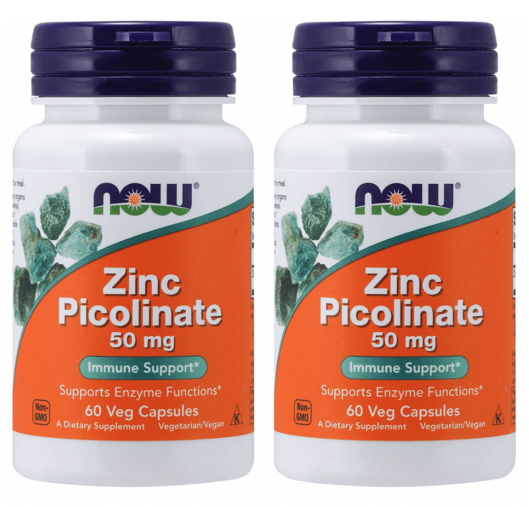 Now Foods - ZINC PICOLINATE, 50mg, 60 Vegetable Capsules - 2 Packs