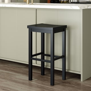 Now Furniture 30" Bar Stool, Wooden Backless Bar Height Kitchen Stool, Black