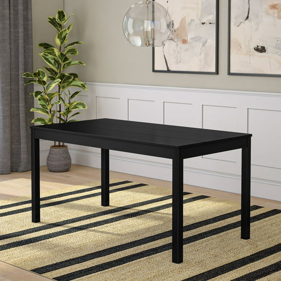 Now Furniture 60" Wooden Dining Table for 4, Rectangular Kitchen Table - Black