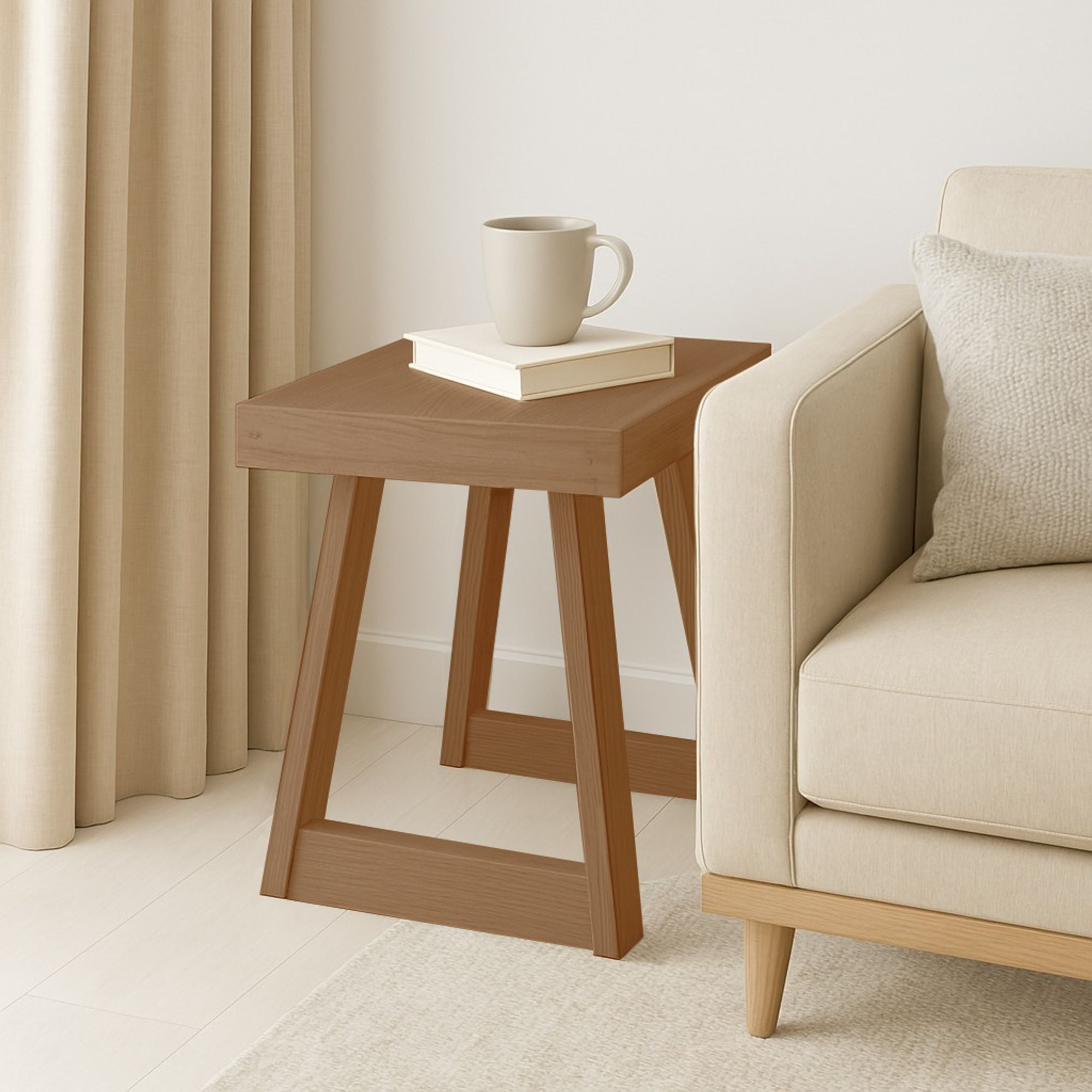 Now Furniture Side Table for Living Room, Farmhouse Style Solid Wood End Table, Pecan Wirebrush - Walmart.com