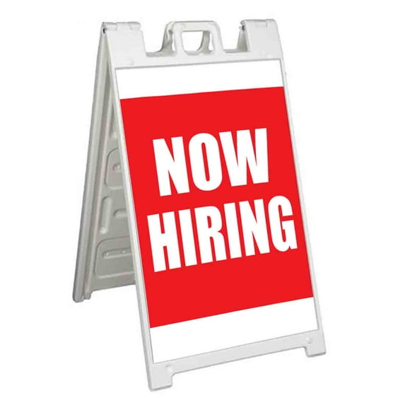 Now Hiring (24" X 36") Standard A-Frame Signicade, Includes Decal Applied To Stand