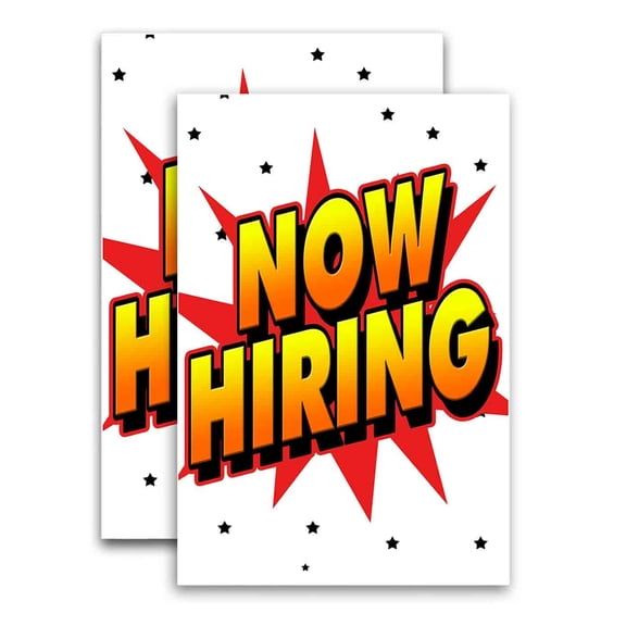 Now Hiring (24" X 36") Vinyl Decal Only (Pack of 2)