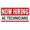 thumbnail image 1 of Now Hiring AC Technicians 13 oz Heavy Duty Vinyl Banner AC Technician Jobs Available Help Wanted Sign for Business Advertising Indoor/Outdoor Single-Sided with Metal Grommets (1.5x5 ft, Wh & Re & Bk), 1 of 6