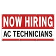 thumbnail image 1 of Now Hiring AC Technicians 13 oz Heavy Duty Vinyl Banner AC Technician Jobs Available Help Wanted Sign for Business Advertising Indoor/Outdoor Single-Sided with Metal Grommets (4x8 ft, Wh & Re & Bk), 1 of 6