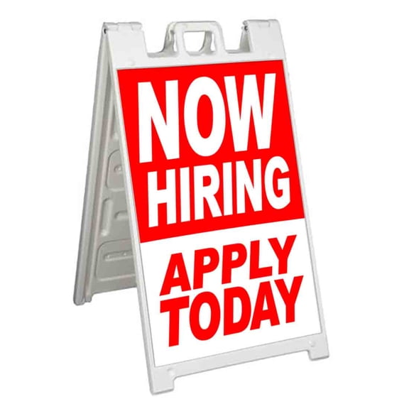 Now Hiring APPLY TODAY (24" X 36") Standard A-Frame Signicade, Includes Decal Applied To Stand