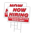 thumbnail image 1 of Now Hiring Administrative Assistant 2 Pack Of 12" x 16" Yard Sign & Stake | Advertise Your Business | Stake Included Image On Front Only | Made in The USA, 1 of 3