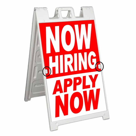 Now Hiring Apply Now (24" X 36") Deluxe A-Frame Signicade, Includes 2 Removable Panels & Stand