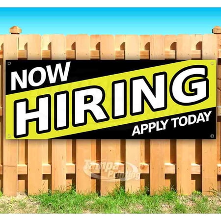 Now Hiring Apply Today 13 oz Vinyl Banner With Metal Grommets