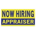 thumbnail image 1 of Now Hiring Appraiser 13 oz Heavy Duty Vinyl Banner Appraiser Jobs Available Appraiser Help Wanted Sign for Business Indoor/Outdoor Single-Sided with Metal Grommets (1.5x5 ft, Ye & Bl), 1 of 6
