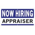 thumbnail image 1 of Now Hiring Appraiser 13 oz Heavy Duty Vinyl Banner Appraiser Jobs Available Appraiser Help Wanted Sign for Business Indoor/Outdoor Single-Sided with Metal Grommets (3x5 ft, Wh & Bl & Bk), 1 of 6