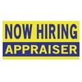 thumbnail image 1 of Now Hiring Appraiser 13 oz Heavy Duty Vinyl Banner Appraiser Jobs Available Appraiser Help Wanted Sign for Business Indoor/Outdoor Single-Sided with Metal Grommets (4x6 ft, Ye & Bl), 1 of 6