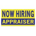 thumbnail image 1 of Now Hiring Appraiser 13 oz Heavy Duty Vinyl Banner Appraiser Jobs Available Appraiser Help Wanted Sign for Business Indoor/Outdoor Single-Sided with Metal Grommets (4x8 ft, Ye & Bl), 1 of 6